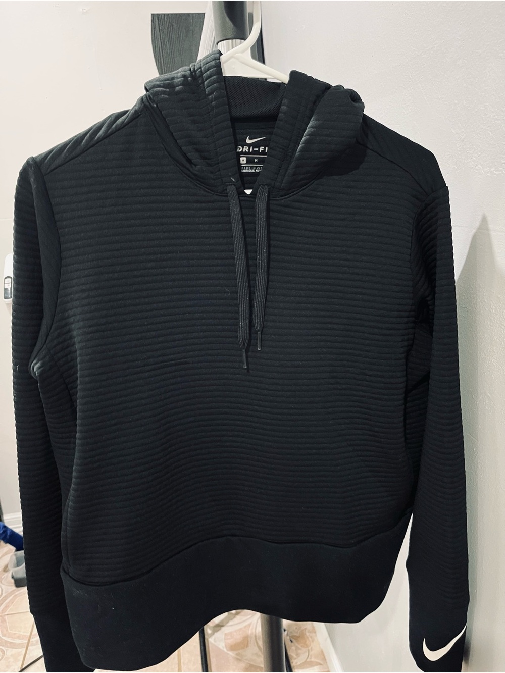 Nike Black Ribbed Crewneck Hoodie